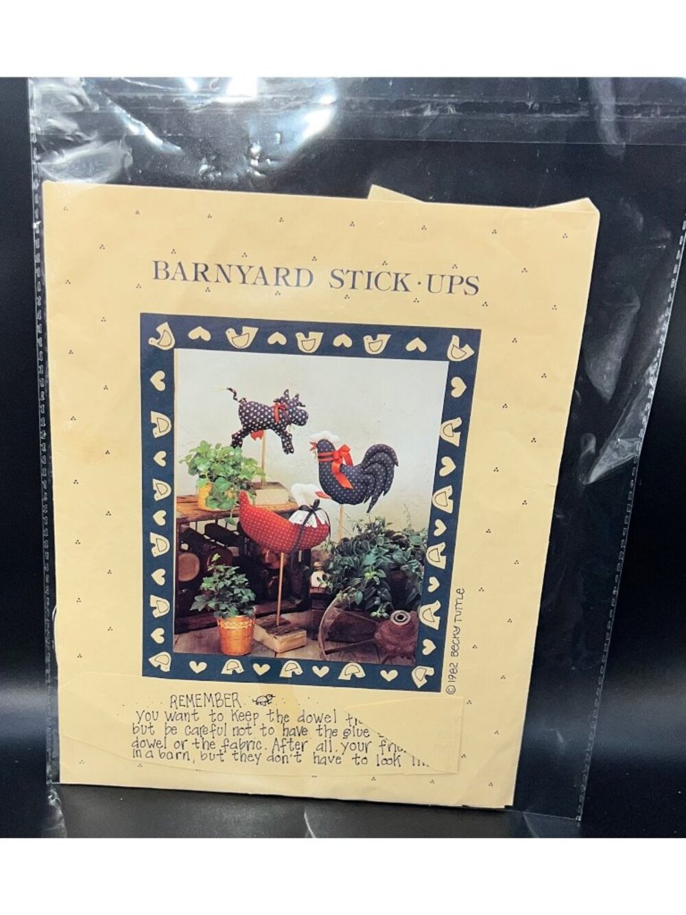 Barnyard Stick-Ups Sewing Pattern 1982 Becky Tuttle Farm Animal Cow chicken Duck